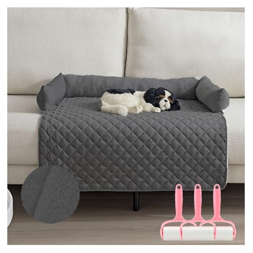 OREZAUQS Hundebett Plüsch, Hundedecke Sofa, Sofaschutz Hund, Waschbar rutschfest Hundebetten, Hundekissen, Hundesofa Noppenschaumstoff (75 * 120cm,Dunkelgrau) von OREZAUQS