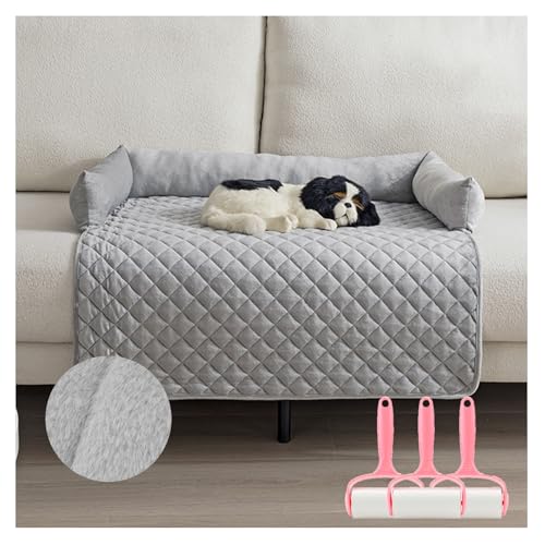 OREZAUQS Hundebett Plüsch, Hundedecke Sofa, Sofaschutz Hund, Waschbar rutschfest Hundebetten, Hundekissen, Hundesofa Noppenschaumstoff (75 * 120cm,Grau) von OREZAUQS