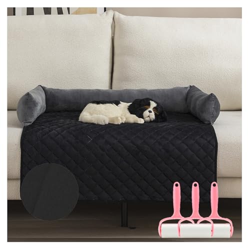 OREZAUQS Hundebett Plüsch, Hundedecke Sofa, Sofaschutz Hund, Waschbar rutschfest Hundebetten, Hundekissen, Hundesofa Noppenschaumstoff (75 * 120cm,Schwarz) von OREZAUQS