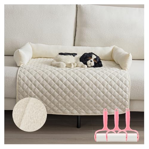 OREZAUQS Hundebett Plüsch, Hundedecke Sofa, Sofaschutz Hund, Waschbar rutschfest Hundebetten, Hundekissen, Hundesofa Noppenschaumstoff (75 * 120cm,Weiß) von OREZAUQS