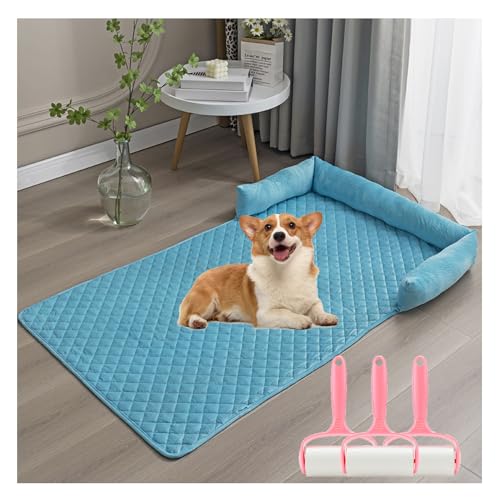 OREZAUQS Hundebett Plüsch, Hundedecke Sofa, Sofaschutz Hund, Waschbar rutschfest Hundebetten, Hundekissen, orthopädisches Hundebett (Blau,75 * 120cm) von OREZAUQS