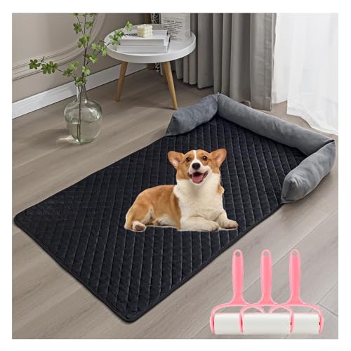 OREZAUQS Hundebett Plüsch, Hundedecke Sofa, Sofaschutz Hund, Waschbar rutschfest Hundebetten, Hundekissen, orthopädisches Hundebett (Schwarz,75 * 120cm) von OREZAUQS