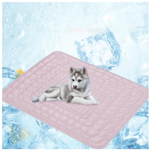 OREZAUQS Kühlmatte Hunde Kühlmatratze Kühlkissen Kühl Hundematte für unterwegs rutschfest Wasserabsorbierend Tragbar Geruchlos Hundedecke Waschbar (L,Rosa) von OREZAUQS