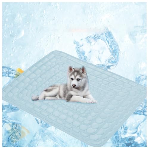 OREZAUQS Kühlmatte Hunde Kühlmatratze Kühlkissen Kühl Hundematte für unterwegs rutschfest Wasserabsorbierend Tragbar Geruchlos Hundedecke Waschbar (L,hellblau) von OREZAUQS