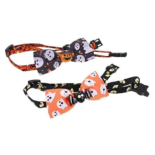 ORFOFE 2St Haustierhalsband Kürbis-Katzenhalsband Halloween-Dekor Zierhalsband für Haustiere Kitten Halsband katzenbedarf Halloween-Katzenhalsbänder Halsschmuck für Haustiere Polyester von ORFOFE