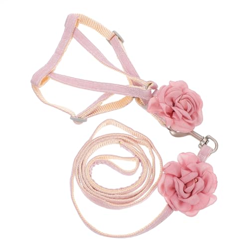 ORFOFE Katzengeschirr Haustier-Zugseil weich und bequem atmungsaktiv modisches Design leicht zu reinigen leichtes Katzen-Spazierhalsband und Leine 1 0 cm Rosa von ORFOFE