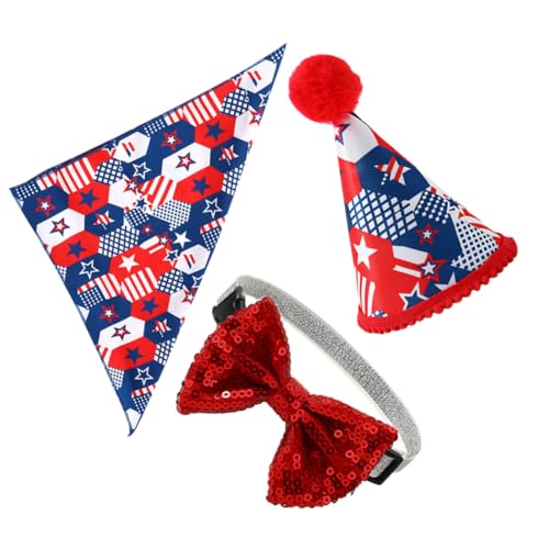 ORFOFE Haustiermütze Mit Amerikanischer Flagge Für Hunde Und Katzen Bandana Dreieckstuch Styling-zubehör Für Feiern von ORFOFE