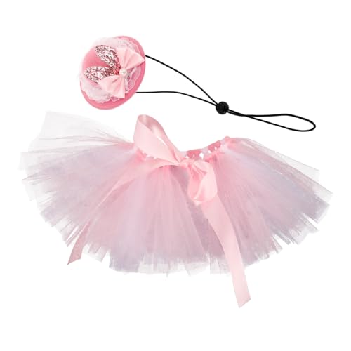 ORFOFE 1 Satz Osteranzug Hundemütze Hut Für Hund Ostermütze Mit Hunderock Dekorativer Welpenhut Hunde-Tutu-Kleid Mit Hut -Hunde-Tutu -welpenhut-Rock Esser-hundekleid Rosa Stoff von ORFOFE