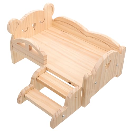 ORFOFE Vielseitiges Mini-Bett für Hamster Meerschweinchen Holzbett Treppe Hasenbett Zubehör von ORFOFE