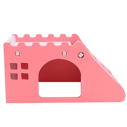 ORFOFE 1Stk Little Pet Staircase Villa Hamsterversteck Rennmäuse Tunnel erkunden Spielzeug Igel Hamster Holzhaus Kleintier Schlafnest Haustier Heimtierbedarf Hamstervilla hölzern Rosa von ORFOFE