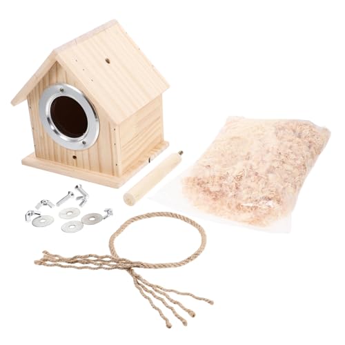 ORFOFE 1pc Sittich-nistkasten Holz-vogelnest Brutkasten Vogelnest Zur Dekoration Vögel Hausvögel Nistkasten Für Zuhause Im Freien Beige von ORFOFE