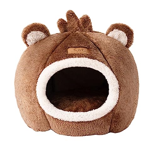 ORFOFE 1stk Haustierbett Kleine Plüschtiere Igel Winternest Outdoor-hundezeltbetten Kleines Katzenbett Faltbares Katzenversteck Rattenhamster Hausbett Kleiner Tuch Brown von ORFOFE