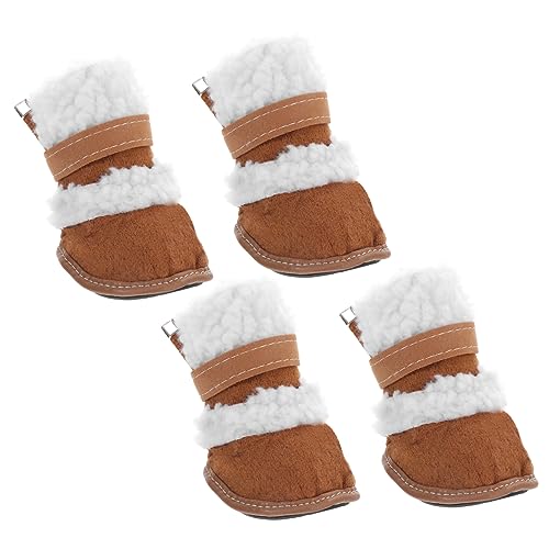 ORFOFE 2 Paar Schneestiefel Für Haustiere Welpenstiefel Winterschuhe Für Welpen Chihuahua-Stiefel Hunde Schneeschuhe Schuhe Für Hunde Winterstiefel Für Hunde Hund Im Freien Stiefel Sherpa von ORFOFE