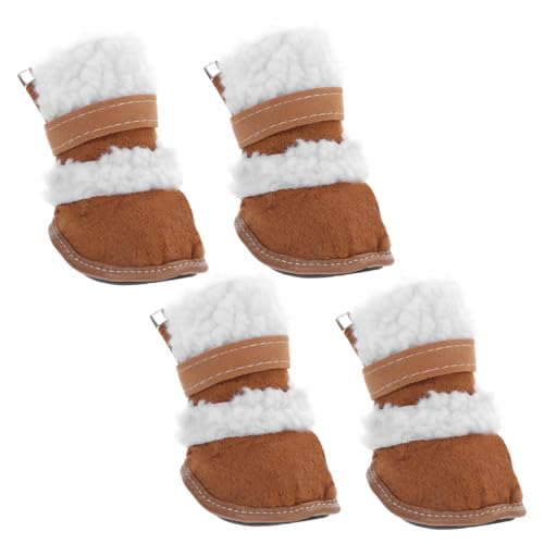 ORFOFE 2 Paar Schneestiefel für Haustiere Hund Schneestiefel für Welpen Warme Stiefel Haustierprodukte Dog Shoes Haustierstiefel Haustierschuhe Anti-Rutsch-Schuhe für Haustiere Sherpa von ORFOFE