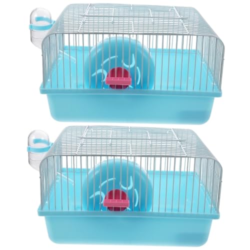 ORFOFE 2 Sätze Hamsterkäfig Hamster käfig Hamster cage Kleintier-Reisekäfig Hamsterhaus Betthamster Tragetasche für Hamster Haustier Hamster Hütte Hamster- -Spielzeug Plastik Blue von ORFOFE