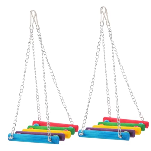 ORFOFE Holz Vogel Schaukel Papagei Spielzeug 2 stücke Set Bunte Schaukel Brücke 28cm Vogel Versorgung Käfig Papagei Spielzeug von ORFOFE