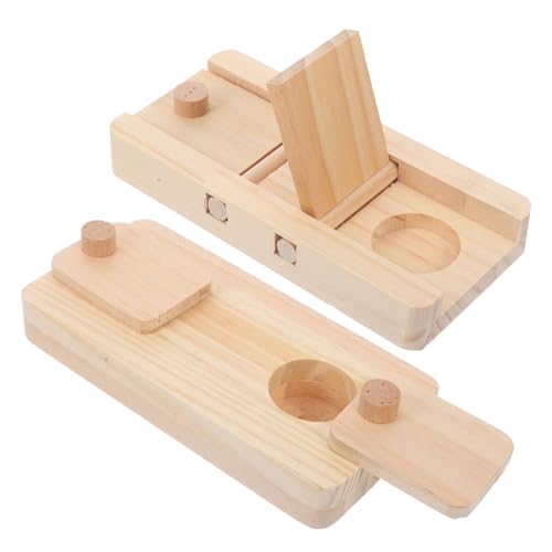 ORFOFE 2-teilige Futter- und Spielzeugkiste aus Holz für Kleintiere Snackversteck für Kaninchen Hamster von ORFOFE