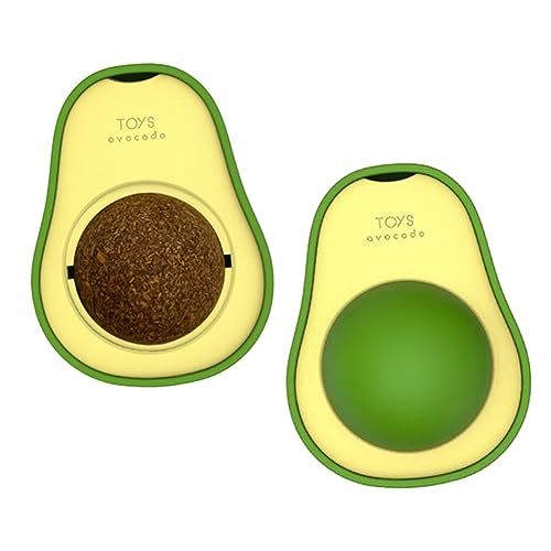 ORFOFE 2 Stück Katzenminze Spielzeug Entzückender Katzenminze Ball Tragbares Katzenspielzeug Kätzchen Zahnreinigungsspielzeug Rotierender Katzenminze Ball Avocado Form Katzenminze von ORFOFE