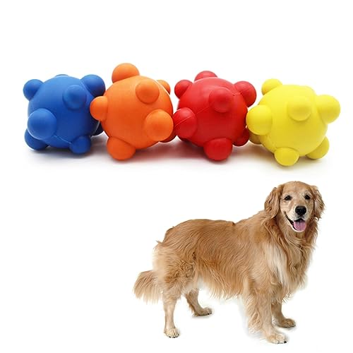 ORFOFE 2 Stück Ungiftige Gummi Hundebälle Bissfeste Kauspielzeuge Für Hunde Unregelmäßiger Springender Ball Interaktives Spielzeug Zufälligen Farben Ideal Für Aktive Haustiere von ORFOFE