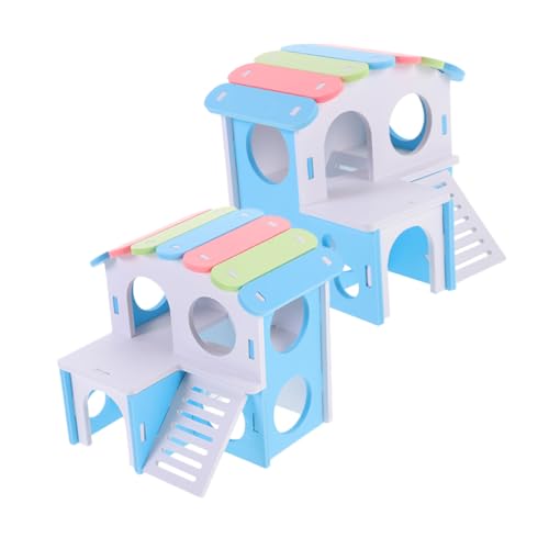 ORFOFE 2St Hamstervilla Hamsterhauskäfig Nistplatz für Hamster hamsterspielzeug Hamster häuschen Hamsterhäuser Rattenhaus Doppelschicht Meerschweinchen kleines Haustier Zubehör PVC von ORFOFE