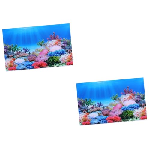 ORFOFE 2st Hintergrund Aufkleber Für Aquarien Tank Zubehör Aquarium Leuchten 3D-Aufkleber Meer Tapete Aquarium-Plakat Aquariumdekoration Wandaufkleber Papier von ORFOFE