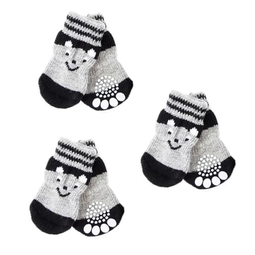 ORFOFE 3 Paare Hundeschuh Socken Stiefeletten Indoor-Schuhe Für Welpen Hund Katze Socken Heimtierbedarf Socken Für Stiefel Hund Warme Socken Haustier Thermische Socken Baumwolle von ORFOFE