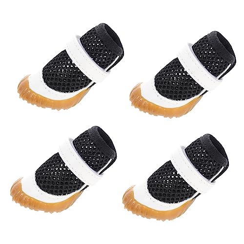 ORFOFE Hundeschuhe Atmungsaktives Mesh Hundestiefel Hundezubehör Schwarz 2 Größen 4er-Pack von ORFOFE