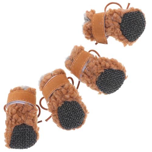 ORFOFE 4 Stück Hundeschuhe Schneestiefel Pfotensocken für Welpen im Freien Plüschstiefel Hundestiefel Hunde Winterstiefel Outdoor-Schuhe für Hunde rutschfeste Pfotenschützer Plastik von ORFOFE