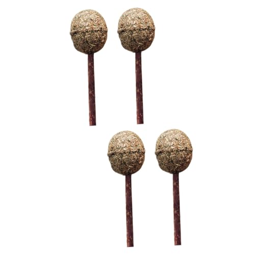 ORFOFE 4 Stück Katzenspielzeug Katzenbälle Katzenminze Bälle Katzenlutscher Katzenminze-Sticks Katzenwand katzenpflege Katzen Pflege Katzenminzball Katzenminze Lutscher Bambus Brown von ORFOFE