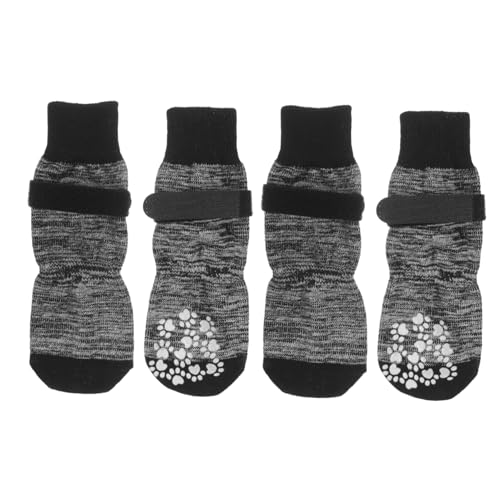 ORFOFE Warme Haustierpfotensocken 4 Stück Hundesocken Pfoten Baumwollsocken rutschfeste Hundesocken Pfoten entzückende Welpensocken Wraps Schwarz schrittweise von ORFOFE