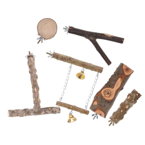 ORFOFE 6st Vogelständer-Set Vogelspielständer Holzspielständer Für Vögel Papageienbarsch-spielständer Käfighängematte Für Papageien-hängespielzeug Spielständer Hölzern Zubehör Balance von ORFOFE