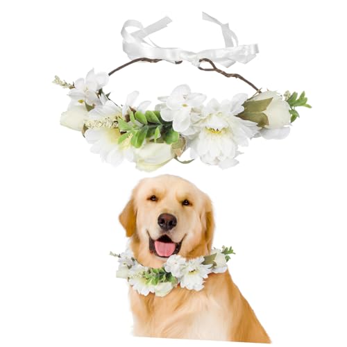 ORFOFE Blumen-Stirnband, Blumenkrone, Blumen-Hunde-Stirnband, Blumenkrone, Brautkrone, Blumen-Stirnband, Haarblumen-Accessoires Für Haustiere von ORFOFE