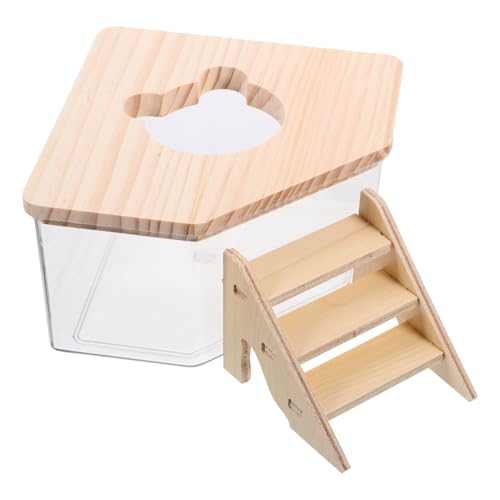 ORFOFE Meerschweinchen Toilette Transparente Hamster Sandbad Box Mit Rampe Pentagon Design Für Hamster Badewanne Und Gerbil Toilette Ideal Für Kleintiere Großer Sandkasten Für Artgerechte Hygiene von ORFOFE