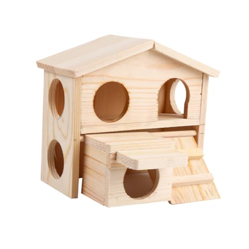 ORFOFE Hamsterspielzeug Aus Holz Hamstermaushütte Mit Leiter Hamsterbackennest Hamsterhaus Aus Holz von ORFOFE