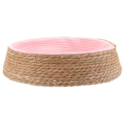 ORFOFE Haustierbett aus Rattan Katzenbett Hundebett Hundesofa hundepolster Haustiermatte Haustiernestkissen Geflochtenes Haustierhaus Gewebtes Kissen für Haustier Grasweide Rosa von ORFOFE