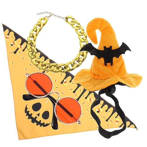 ORFOFE Haustiere Dekohut Kürbis Kostümzubehör Katzensonnenbrille Halloween Hundehalstücher Partyzubehör Katzenhut Haustierhut Requisite Haustier Zauberer Kleidung Kürbis Welpen Bandana von ORFOFE