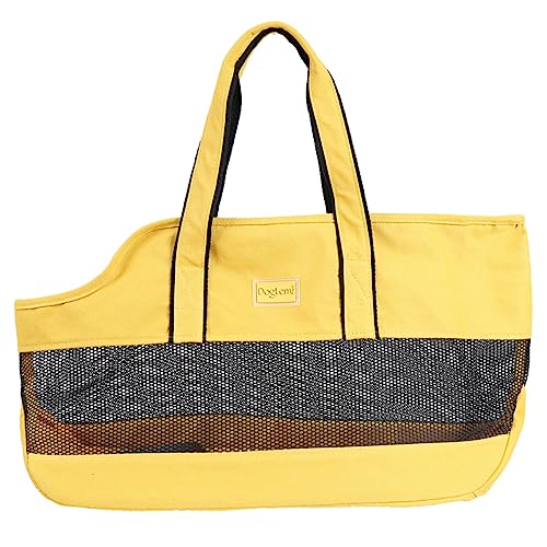 ORFOFE Haustiertasche Hundetasche aus Segeltuch Handtasche Einkaufstasche Reisehandtasche pet Tasche Handtaschen Canvas-Einkaufstasche Hunderucksack Katzentransporter Netz Yellow von ORFOFE