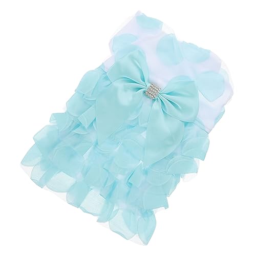 ORFOFE Hunde-Tutu-Kleid Haustier-Outfit aus Spitze mit Schleife für Welpen Himmelblau Größe M gemütliche und modische Hundekleidung von ORFOFE