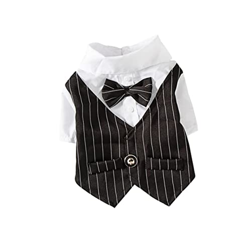 ORFOFE Elegantes Kleid für Hunde Haustieranzug Partykleid Hundekleid Stoff modischer Gentleman-Anzug Muster bequemer Haustieranzug Kostüm Schwarz Größe XL von ORFOFE