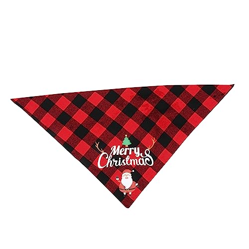 ORFOFE Elegantes Kariertes Hunde-Bandana mit Weihnachtsmotiv dreieckig für Hunde und Katzen waschbar Lätzchen Frohe Weihnachten von ORFOFE