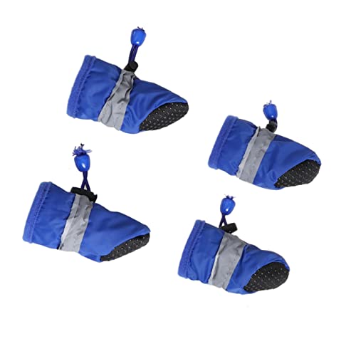 Wasserdichtes Hundeschuh-Set 4-teilig Hundestiefel für bis mittelgroße Hunde Größe XL Blau Haustier-Wanderstiefel Hunde-Laufschuhe Anti-Rutsch-Sohlen von ORFOFE