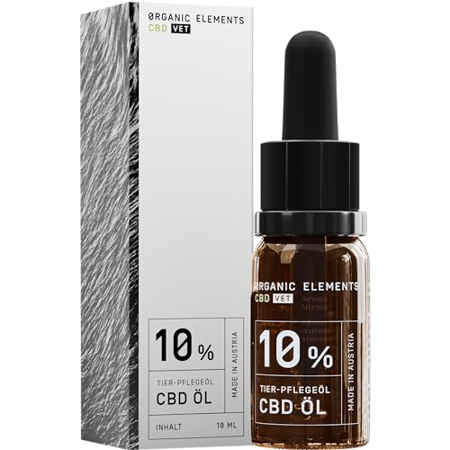 Premium CBD-Öl für Hunde & Katzen – 10% Hanföl-Tropfen mit 1000 mg Cannabidiol – mit L-Tryptophan und Vanille – Tierärztlich geprüft – 10 ml von ORGANIC ELEMENTS