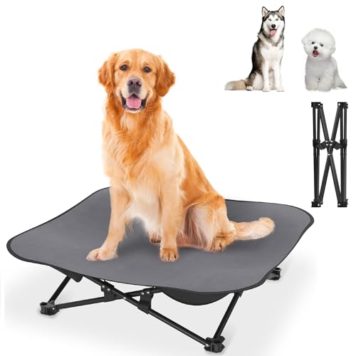 ORHEYA Faltbares Outdoor Hundebett – Erhöhtes, atmungsaktives hundeliege Bett für Hunde bis 60 kg, ideal für Camping und Garten, Outdoor Indoor 68X68X21cm von ORHEYA