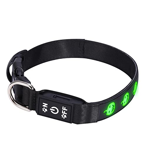 ORIA LED Leuchthalsband Hund, Aufladbar Hunde Halsbänder, 7 Farblicht & 15 Lichtmodus, Kürbislaterne Halsbänder, Verstellbare Halsband Leuchtend, für Hunde Katzen - S (11,8" - 15,7") von ORIA