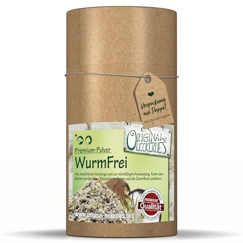 ORIGINAL LECKERLIES® WurmFrei – PULVER für Hund & Katze I natürliche Darmreinigung und Wurmkur (vor, während & nach Wurmbefall) I Unterstützung der Darmflora und Aufbau gesunder Darmbakterien. (250 g) von ORIGINAL LECKERLIES