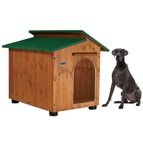 Hundehütten Hundehaus Hundehöhle Aus Massiv Holz Echtholz Geshenk THERMOVORHANG Made in Italy Mod. Alpi E - Deutsche Dogge 102x122xH108 von ORIGINAL LEGNO