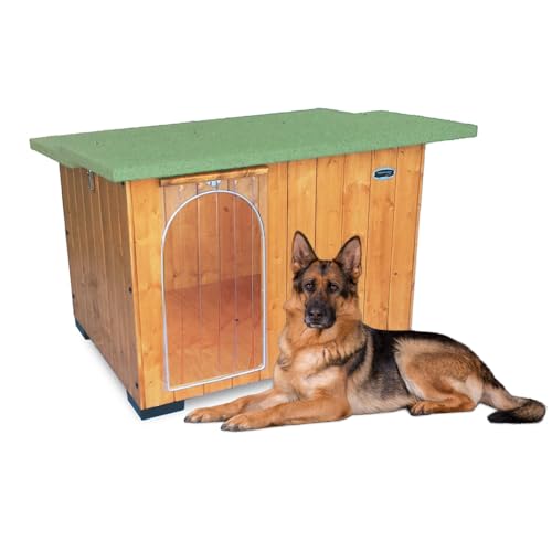 Hundehütten Hundehaus Hundehöhle Aus Massiv Holz Echtholz Geshenk THERMOVORHANG Made in Italy Mod. Italy D - Deutscher Schäferhund 102x88xH78 von ORIGINAL LEGNO