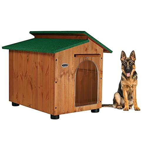 Hundehütten Hundehaus Hundehöhle Aus Massiv Holz Echtholz Geshenk THERMOVORHANG Made in Italy Mod. Alpi D - Deutscher Schäferhund 90x110xH95 von ORIGINAL LEGNO