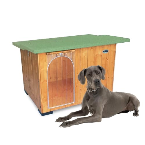 Hundehütten Hundehaus Hundehöhle Aus Massiv Holz Echtholz Geshenk THERMOVORHANG Made in Italy Mod. Italy E - Deutsche Dogge 122x98xH86 von ORIGINAL LEGNO