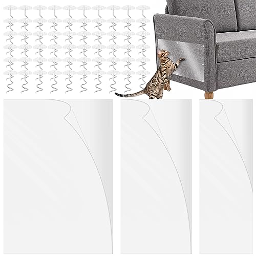 10 Stück Kratzschutz Klebefolien 4PCS 30,5x43cm 4PCS 20x43cm 2PCS 15x43cm Anti Kratz Folie für Katzen mit 60 Schrauben Transparentes Kratzschutzfolie Sofa Katze für Sofa Wand Tür und Möbel von OROMYO